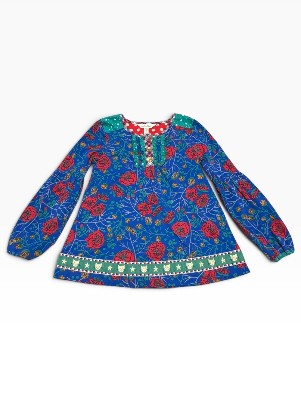 Matilda Jane I Believe Tunic Girls Size 6 Blue Floral Cat